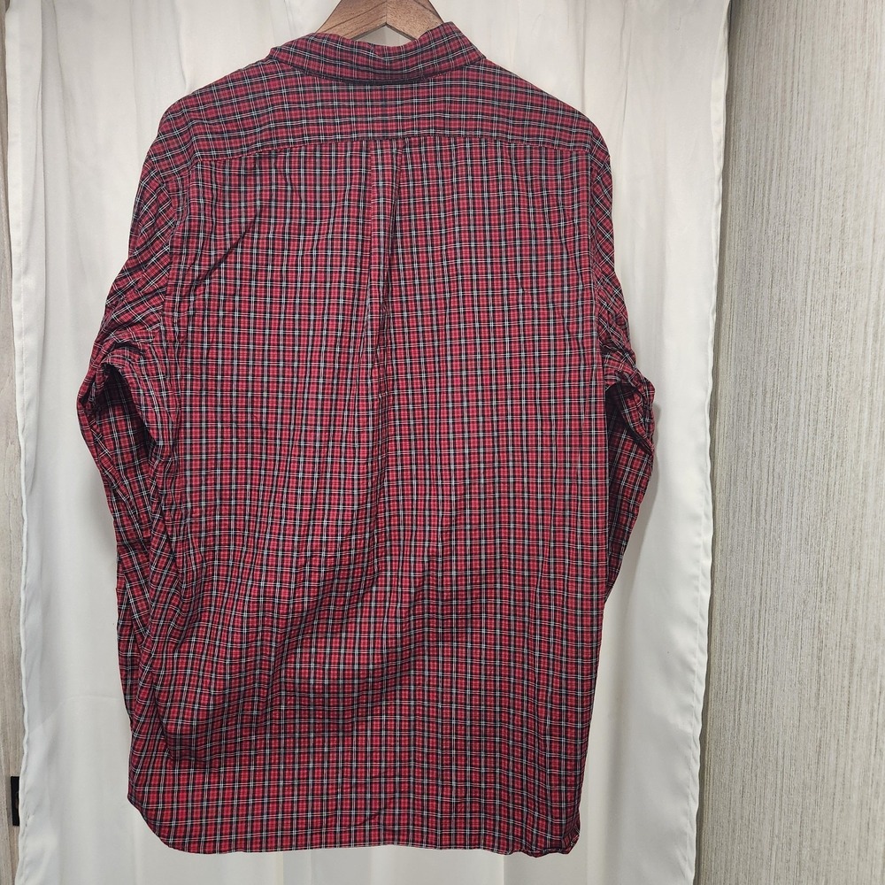 Ralph Lauren Shirt Mens Med 16.5 Classic Poplin Red Black Plaid L/S Button Down - Picture 3 of 3